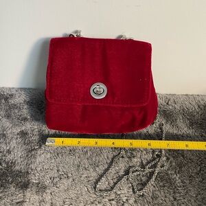 Zara Red Velvet Mini Bag with Chain